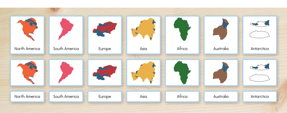Continents Nomenclature Cards