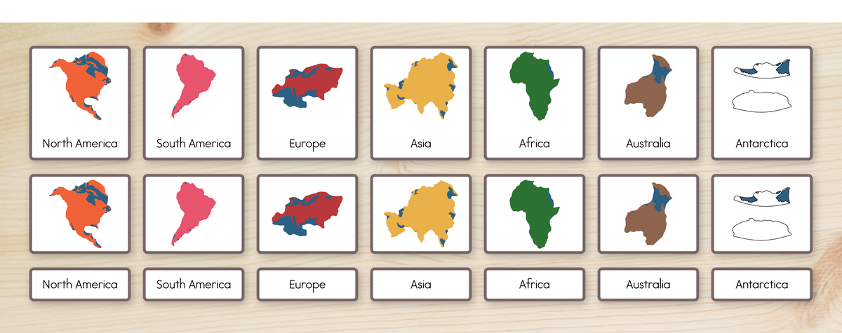 Continents Nomenclature Cards
