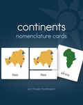 Continents Nomenclature Cards