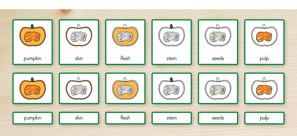 Parts of a Pumpkin Nomenclature Cards